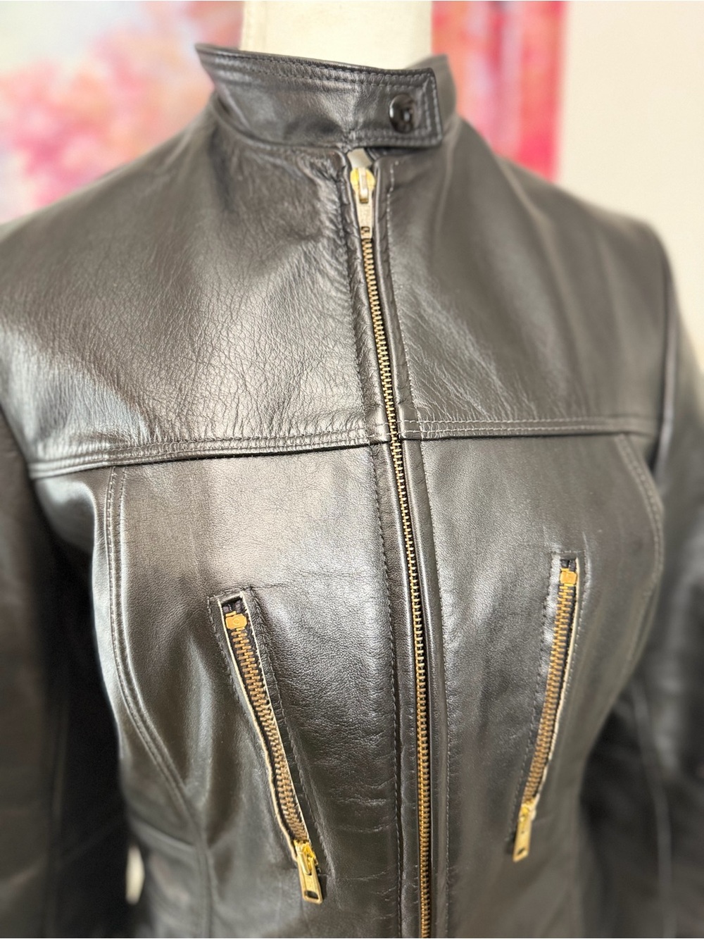 Vintage Surrey Leather Black Genuine Leather Racer Moto Jacket Canada - Picture 6 of 12